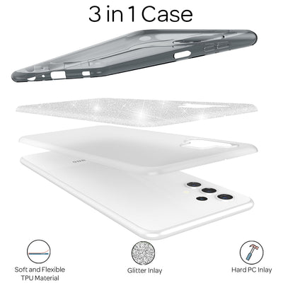 NALIA Glitzerhülle für Samsung Galaxy A32 5G – Funkelnder Glitzer-Look & Grip – SHINEPOP (Silikon Case) – Marke aus Berlin Schwarz NALIA Protective Hülle