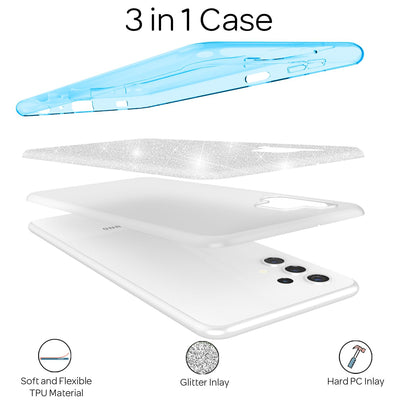 NALIA Glitzerhülle für Samsung Galaxy A32 5G – Funkelnder Glitzer-Look & Grip – SHINEPOP (Silikon Case) – Marke aus Berlin Blau NALIA Protective Hülle