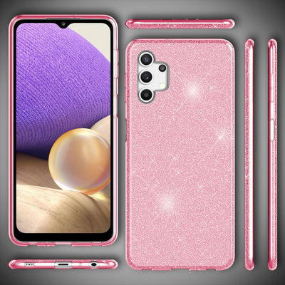 NALIA Glitzerhülle für Samsung Galaxy A32 5G – Funkelnder Glitzer-Look & Grip – SHINEPOP (Silikon Case) – Marke aus Berlin Pink NALIA Protective Hülle