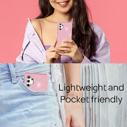 NALIA Glitzer Handy Hülle für Samsung Galaxy A32 5G, Silikon Cover Case Glänzend Pink NALIA Protective Hülle