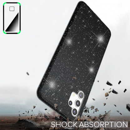 NALIA Glitzer Handy Hülle für Samsung Galaxy A32 5G, Silikon Cover Case Glänzend Schwarz NALIA Protective Hülle