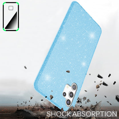 NALIA Glitzer Handy Hülle für Samsung Galaxy A32 5G, Silikon Cover Case Glänzend Blau NALIA Protective Hülle