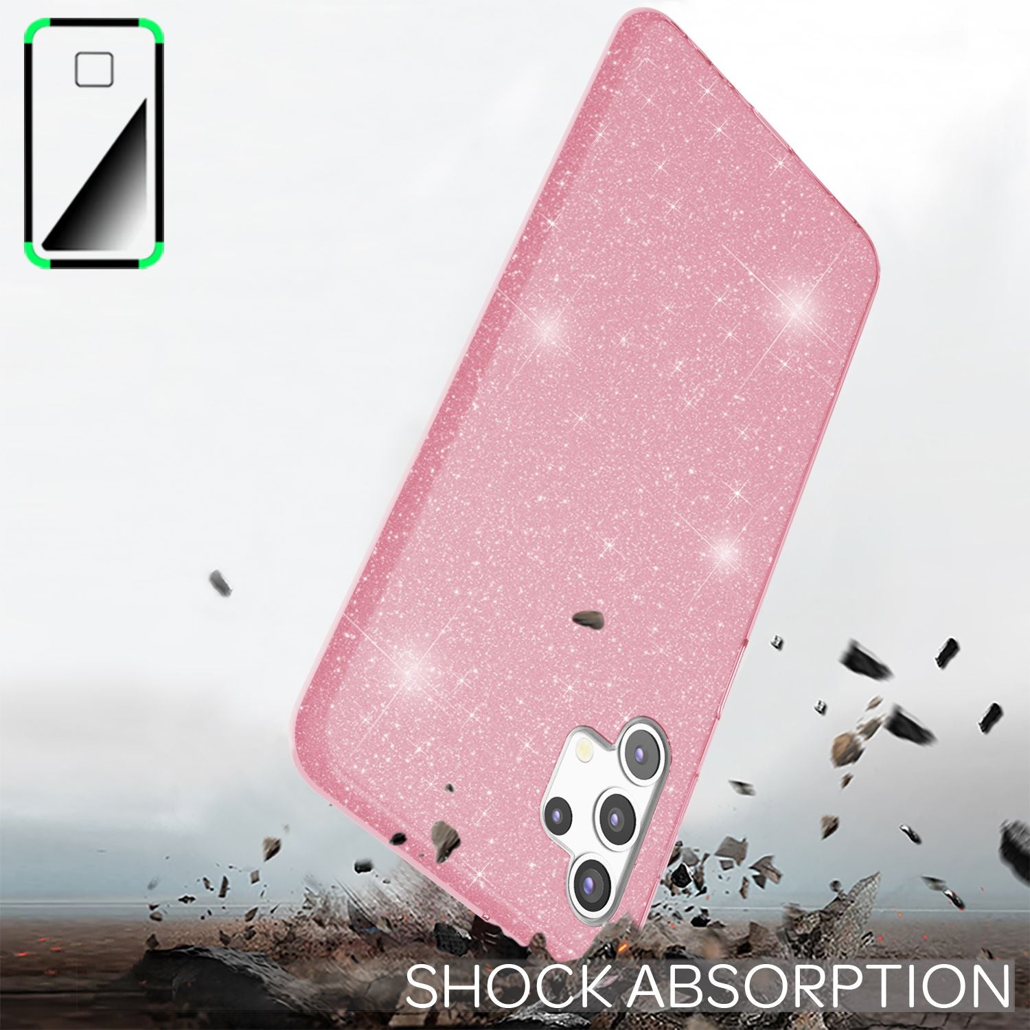 NALIA Glitzer Handy Hülle für Samsung Galaxy A32 5G, Silikon Cover Case Glänzend Pink NALIA Protective Hülle