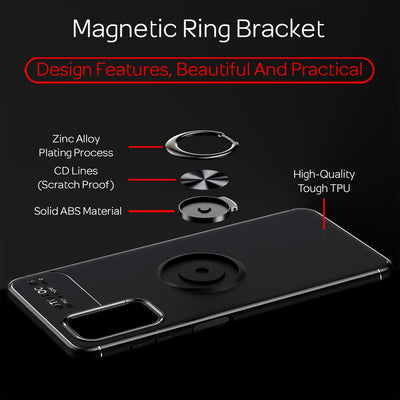 NALIA Ringhülle für Samsung Galaxy A32 5G – Ring-Ständer 360° & für Magnet-Halter – GRIP360 (Mattiertes Silikon Case) – Marke aus Berlin Schwarz NALIA Protective Hülle
