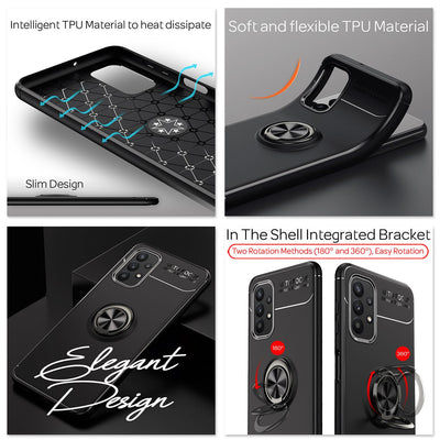 NALIA Ringhülle für Samsung Galaxy A32 5G – Ring-Ständer 360° & für Magnet-Halter – GRIP360 (Mattiertes Silikon Case) – Marke aus Berlin Schwarz NALIA Protective Hülle