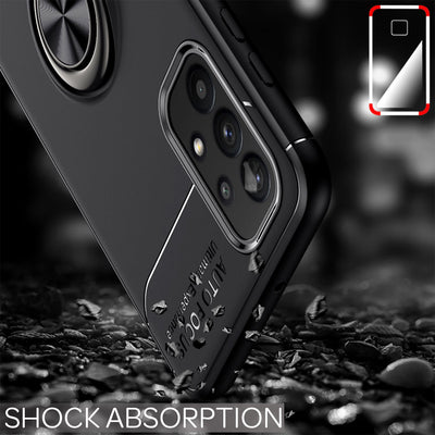 NALIA Ringhülle für Samsung Galaxy A32 5G – Ring-Ständer 360° & für Magnet-Halter – GRIP360 (Mattiertes Silikon Case) – Marke aus Berlin Schwarz NALIA Protective Hülle