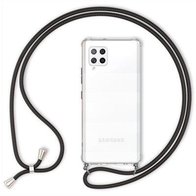 NALIA Handykette für Samsung Galaxy A42 5G – Transparentes Hybrid-Case & Band – HANGIT (Anti-Gelb Rückseite & Verstellbar) – Marke aus Berlin Schwarz NALIA Transparente Hülle
