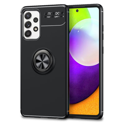NALIA Ringhülle für Samsung Galaxy A52 / A52 5G / A52s 5G – Ring-Ständer 360° & für Magnet-Halter – GRIP360 (Mattiertes Silikon Case) – Marke aus Berlin Schwarz NALIA Protective Hülle