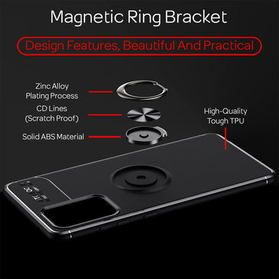NALIA Ringhülle für Samsung Galaxy A72 – Ring-Ständer 360° & für Magnet-Halter – GRIP360 (Mattiertes Silikon Case) – Marke aus Berlin Schwarz NALIA Protective Hülle