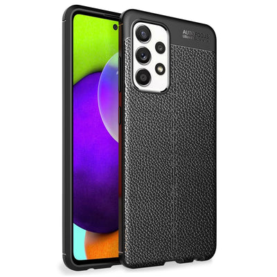 NALIA Leder Look Case kompatibel mit Samsung Galaxy A52 5G / A52 / A52s 5G Hülle, Schwarze Handyhülle Silikon Schutzhülle Stoßfest Rutschfest, Slim Phone Backcover Skin Dünne Handy-Tasche Cover Etui Default Title NALIA Protective Hülle