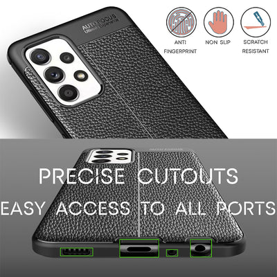 NALIA Leder Look Case kompatibel mit Samsung Galaxy A52 5G / A52 / A52s 5G Hülle, Schwarze Handyhülle Silikon Schutzhülle Stoßfest Rutschfest, Slim Phone Backcover Skin Dünne Handy-Tasche Cover Etui Default Title NALIA Protective Hülle