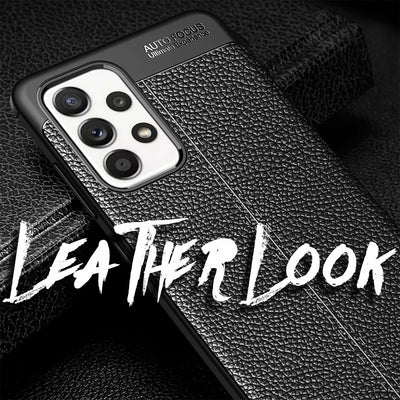 NALIA Leder Look Case kompatibel mit Samsung Galaxy A52 5G / A52 / A52s 5G Hülle, Schwarze Handyhülle Silikon Schutzhülle Stoßfest Rutschfest, Slim Phone Backcover Skin Dünne Handy-Tasche Cover Etui Default Title NALIA Protective Hülle