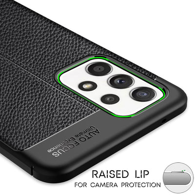 NALIA Leder Look Case kompatibel mit Samsung Galaxy A52 5G / A52 / A52s 5G Hülle, Schwarze Handyhülle Silikon Schutzhülle Stoßfest Rutschfest, Slim Phone Backcover Skin Dünne Handy-Tasche Cover Etui Default Title NALIA Protective Hülle