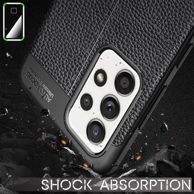 NALIA Leder Look Case kompatibel mit Samsung Galaxy A52 5G / A52 / A52s 5G Hülle, Schwarze Handyhülle Silikon Schutzhülle Stoßfest Rutschfest, Slim Phone Backcover Skin Dünne Handy-Tasche Cover Etui Default Title NALIA Protective Hülle