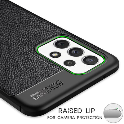 NALIA Design Case kompatibel mit Samsung Galaxy A72 Hülle, Leder Look Stylische Handyhülle Stoßfeste Silikon Schutzhülle, Slim Phone Backcover Skin Dünne Handy-Tasche Cover Etui Robust - Schwarz Default Title NALIA Protective Hülle