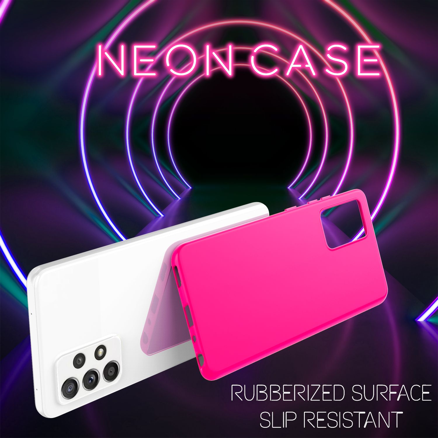 NALIA Neon Handy Hülle für Samsung Galaxy A52 5G / A52 / A52s 5G, Silikon Case Pink NALIA Protective Hülle