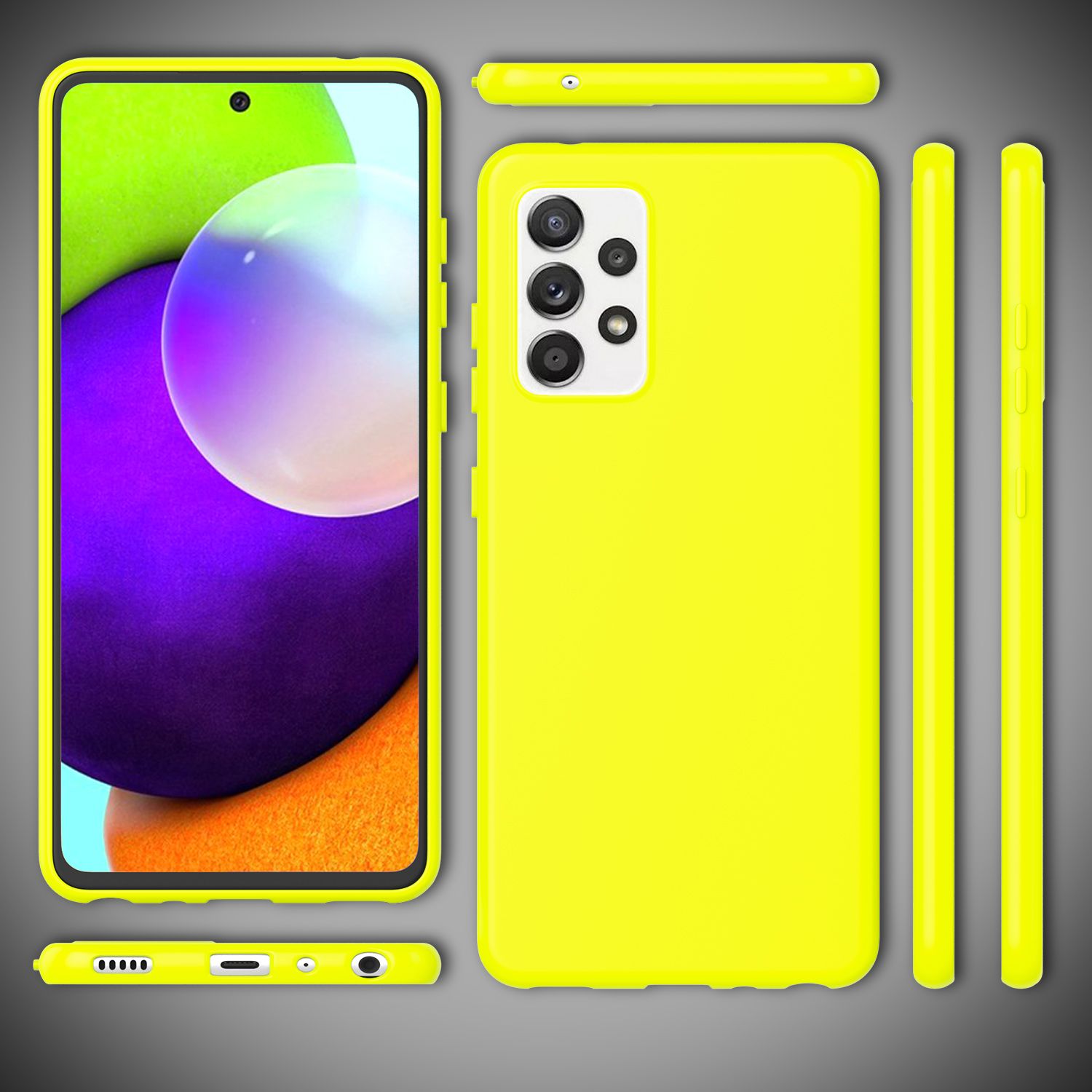 NALIA Neon Handy Hülle für Samsung Galaxy A52 5G / A52 / A52s 5G, Silikon Case Gelb NALIA Protective Hülle