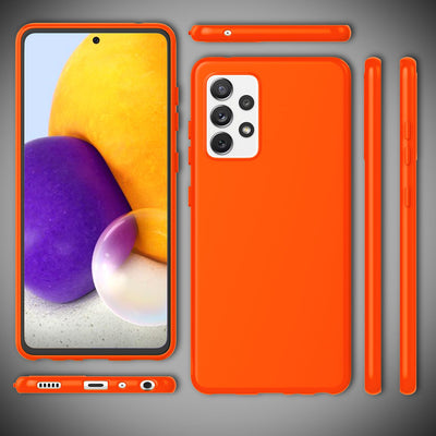 NALIA Neon Silikonhülle für Samsung Galaxy A72 – Soft-Touch & Signal-Neon – NEONSHOCK (Matte Schutzhülle) – Marke aus Berlin Orange NALIA Protective Hülle