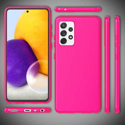 NALIA Neon Silikonhülle für Samsung Galaxy A72 – Soft-Touch & Signal-Neon – NEONSHOCK (Matte Schutzhülle) – Marke aus Berlin Pink NALIA Protective Hülle
