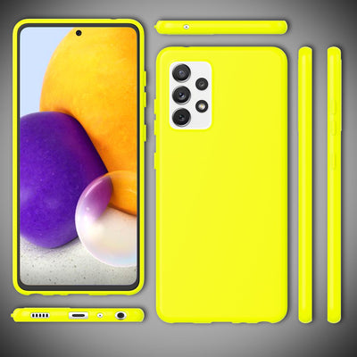 NALIA Neon Silikonhülle für Samsung Galaxy A72 – Soft-Touch & Signal-Neon – NEONSHOCK (Matte Schutzhülle) – Marke aus Berlin Gelb NALIA Protective Hülle