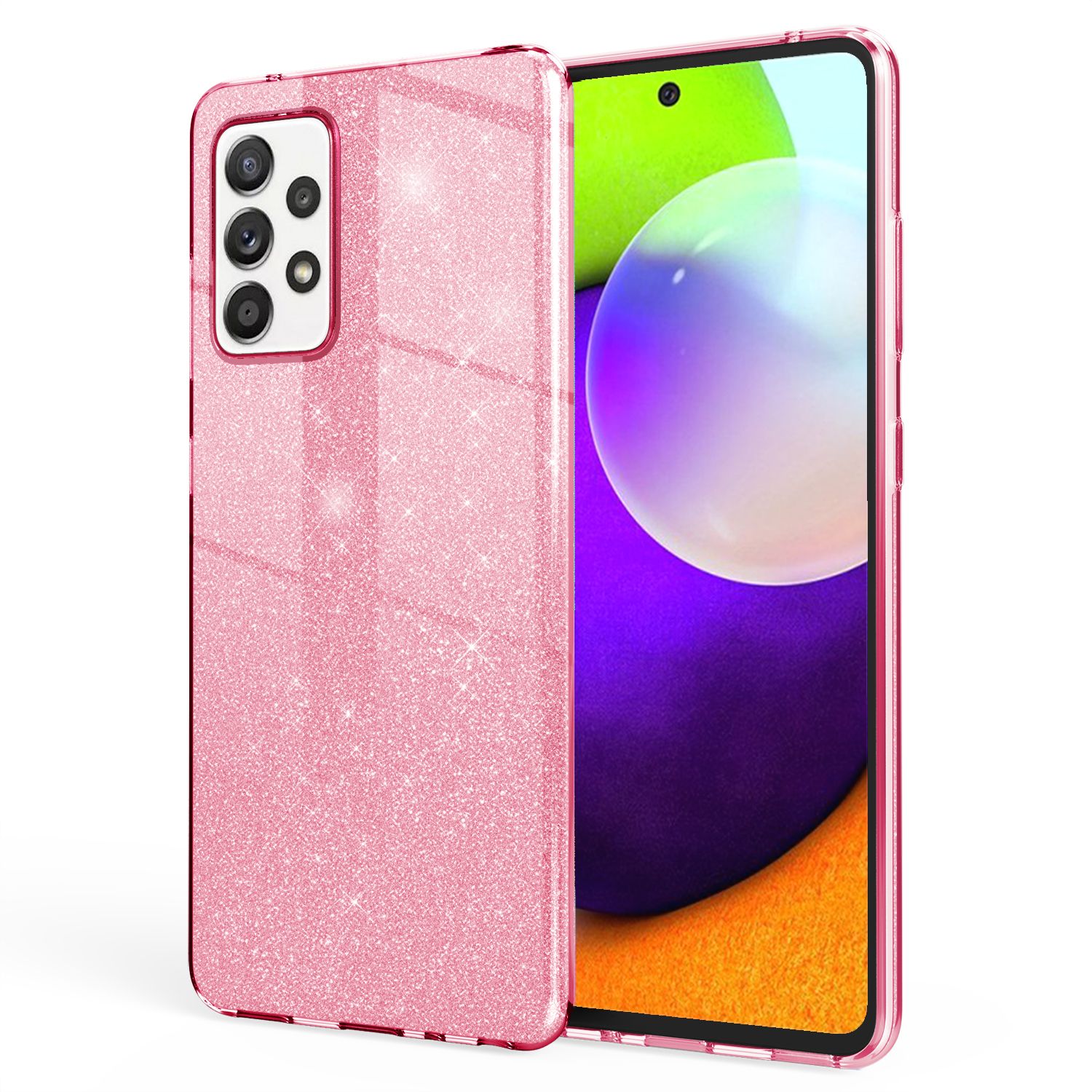 NALIA Glitzer Handy Hülle für Samsung Galaxy A52 5G / A52 / A52s 5G, Cover Case Pink NALIA Protective Hülle