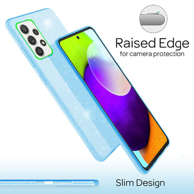 NALIA Glitzerhülle für Samsung Galaxy A52 / A52 5G / A52s 5G – Funkelnder Glitzer-Look & Grip – SHINEPOP (Silikon Case) – Marke aus Berlin Blau NALIA Protective Hülle