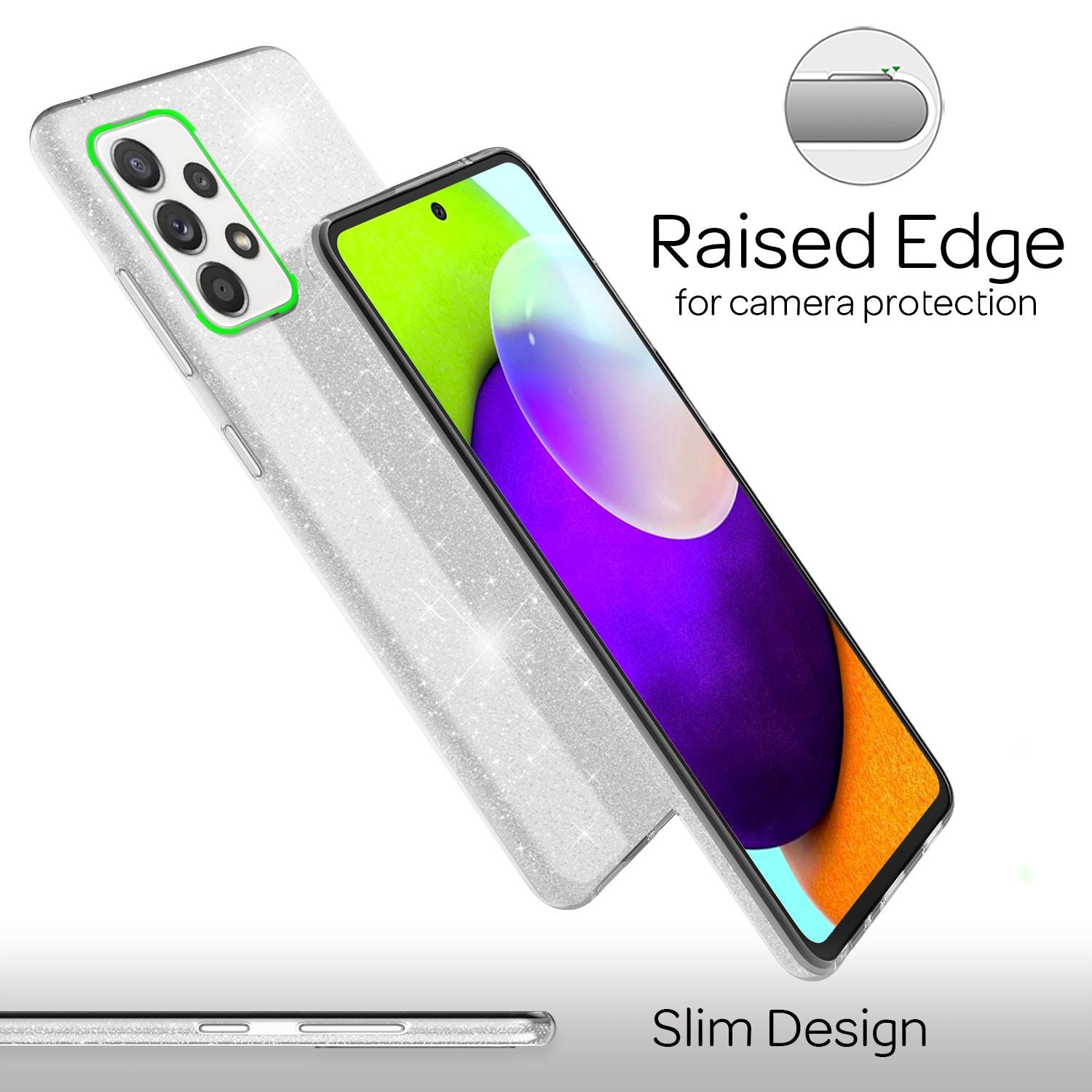 NALIA Glitzer Handy Hülle für Samsung Galaxy A52 5G / A52 / A52s 5G, Cover Case Silber NALIA Protective Hülle