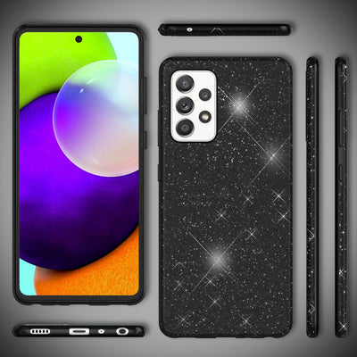 NALIA Glitzerhülle für Samsung Galaxy A52 / A52 5G / A52s 5G – Funkelnder Glitzer-Look & Grip – SHINEPOP (Silikon Case) – Marke aus Berlin Schwarz NALIA Protective Hülle