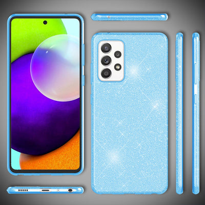 NALIA Glitzerhülle für Samsung Galaxy A52 / A52 5G / A52s 5G – Funkelnder Glitzer-Look & Grip – SHINEPOP (Silikon Case) – Marke aus Berlin Blau NALIA Protective Hülle