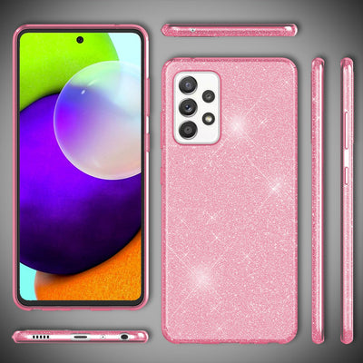 NALIA Glitzerhülle für Samsung Galaxy A52 / A52 5G / A52s 5G – Funkelnder Glitzer-Look & Grip – SHINEPOP (Silikon Case) – Marke aus Berlin Pink NALIA Protective Hülle