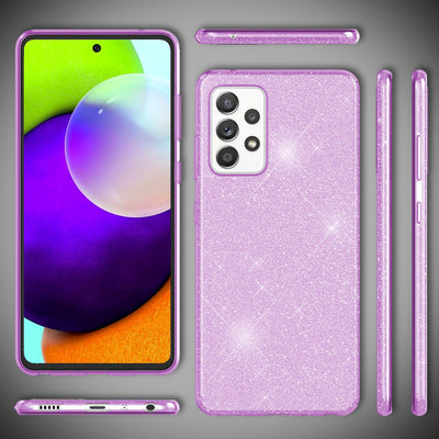 NALIA Glitzerhülle für Samsung Galaxy A52 / A52 5G / A52s 5G – Funkelnder Glitzer-Look & Grip – SHINEPOP (Silikon Case) – Marke aus Berlin Lila NALIA Protective Hülle