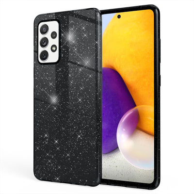 NALIA Glitzerhülle für Samsung Galaxy A72 – Funkelnder Glitzer-Look & Grip – SHINEPOP (Silikon Case) – Marke aus Berlin Schwarz NALIA Protective Hülle