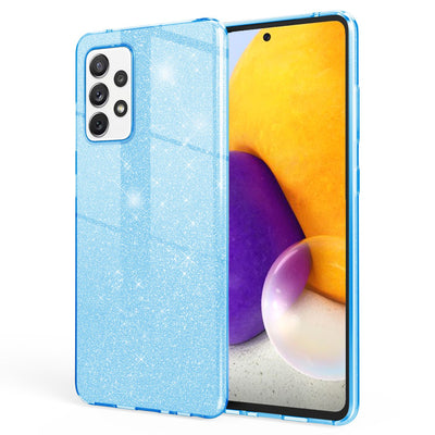 NALIA Glitzerhülle für Samsung Galaxy A72 – Funkelnder Glitzer-Look & Grip – SHINEPOP (Silikon Case) – Marke aus Berlin Hellblau NALIA Protective Hülle