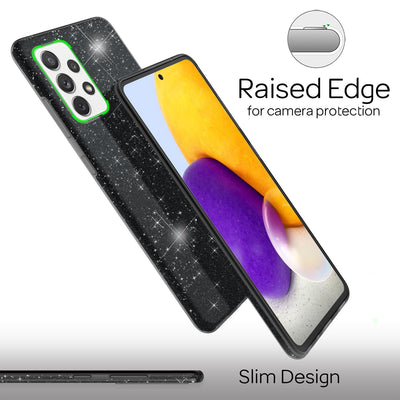 NALIA Glitzerhülle für Samsung Galaxy A72 – Funkelnder Glitzer-Look & Grip – SHINEPOP (Silikon Case) – Marke aus Berlin Schwarz NALIA Protective Hülle