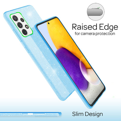 NALIA Glitzerhülle für Samsung Galaxy A72 – Funkelnder Glitzer-Look & Grip – SHINEPOP (Silikon Case) – Marke aus Berlin Hellblau NALIA Protective Hülle