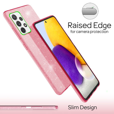 NALIA Glitzerhülle für Samsung Galaxy A72 – Funkelnder Glitzer-Look & Grip – SHINEPOP (Silikon Case) – Marke aus Berlin Pink NALIA Protective Hülle