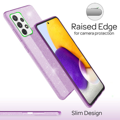 NALIA Glitzerhülle für Samsung Galaxy A72 – Funkelnder Glitzer-Look & Grip – SHINEPOP (Silikon Case) – Marke aus Berlin Lila NALIA Protective Hülle
