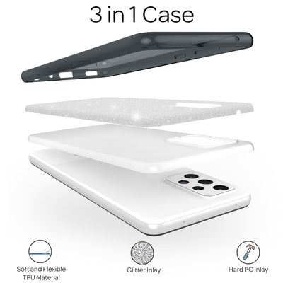 NALIA Glitzerhülle für Samsung Galaxy A72 – Funkelnder Glitzer-Look & Grip – SHINEPOP (Silikon Case) – Marke aus Berlin Schwarz NALIA Protective Hülle