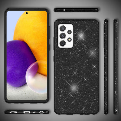 NALIA Glitzerhülle für Samsung Galaxy A72 – Funkelnder Glitzer-Look & Grip – SHINEPOP (Silikon Case) – Marke aus Berlin Schwarz NALIA Protective Hülle