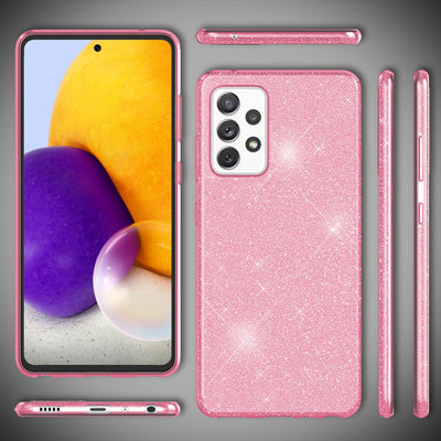 NALIA Glitzerhülle für Samsung Galaxy A72 – Funkelnder Glitzer-Look & Grip – SHINEPOP (Silikon Case) – Marke aus Berlin Pink NALIA Protective Hülle