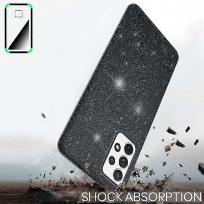 NALIA Glitzerhülle für Samsung Galaxy A72 – Funkelnder Glitzer-Look & Grip – SHINEPOP (Silikon Case) – Marke aus Berlin Schwarz NALIA Protective Hülle