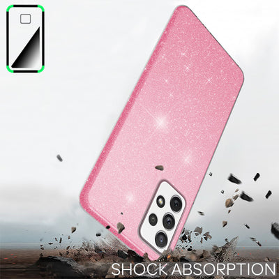 NALIA Glitzerhülle für Samsung Galaxy A72 – Funkelnder Glitzer-Look & Grip – SHINEPOP (Silikon Case) – Marke aus Berlin Pink NALIA Protective Hülle