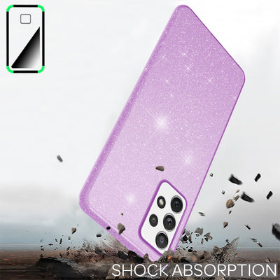 NALIA Glitzerhülle für Samsung Galaxy A72 – Funkelnder Glitzer-Look & Grip – SHINEPOP (Silikon Case) – Marke aus Berlin Lila NALIA Protective Hülle
