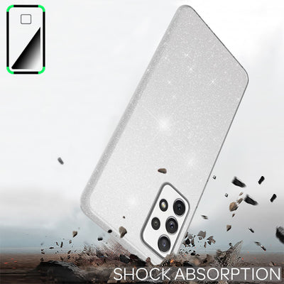 NALIA Glitzerhülle für Samsung Galaxy A72 – Funkelnder Glitzer-Look & Grip – SHINEPOP (Silikon Case) – Marke aus Berlin Silber NALIA Protective Hülle