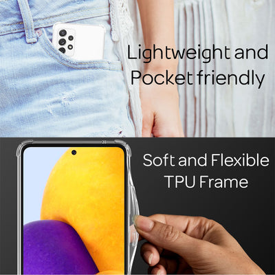 NALIA Handykette für Samsung Galaxy A72 – Transparentes Hybrid-Case & Band – HANGIT (Anti-Gelb Rückseite & Verstellbar) – Marke aus Berlin Schwarz Bunt NALIA Transparente Hülle