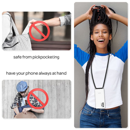 NALIA Handy Hülle mit Kette für Samsung Galaxy A72, Case Cover Umhängen Necklace Schwarz NALIA Transparente Hülle