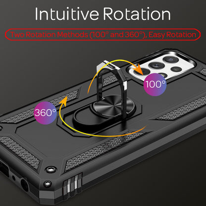 NALIA Ring Handyhülle für Samsung Galaxy A72, Silikon Cover & Hardcase Kratzfest Schwarz NALIA Protective Hülle