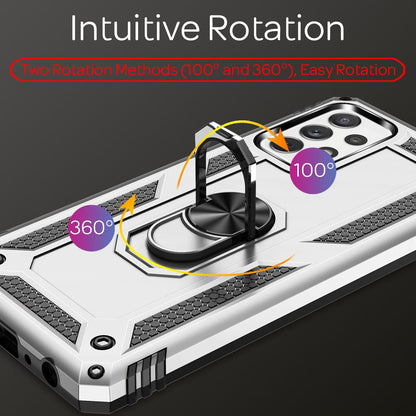 NALIA Ring Handyhülle für Samsung Galaxy A72, Silikon Cover & Hardcase Kratzfest Silber NALIA Protective Hülle