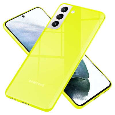 NALIA Neon Silikonhülle für Samsung Galaxy S21 – Knallige Signal-Farbe & Linsenschutz – VIBE (Transparentes Case) – Marke aus Berlin Gelb NALIA Transparente Hülle