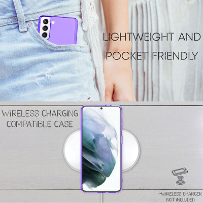 NALIA Neon Silikonhülle für Samsung Galaxy S21 – Knallige Signal-Farbe & Linsenschutz – VIBE (Transparentes Case) – Marke aus Berlin Lila NALIA Transparente Hülle